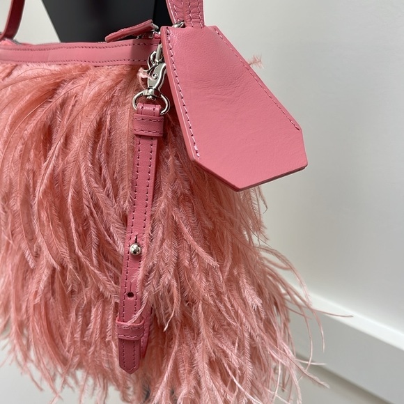 MARQUES ALMEIDA Pink Ostrich Feather and Leather purse bag NEW - Picture 5 of 12